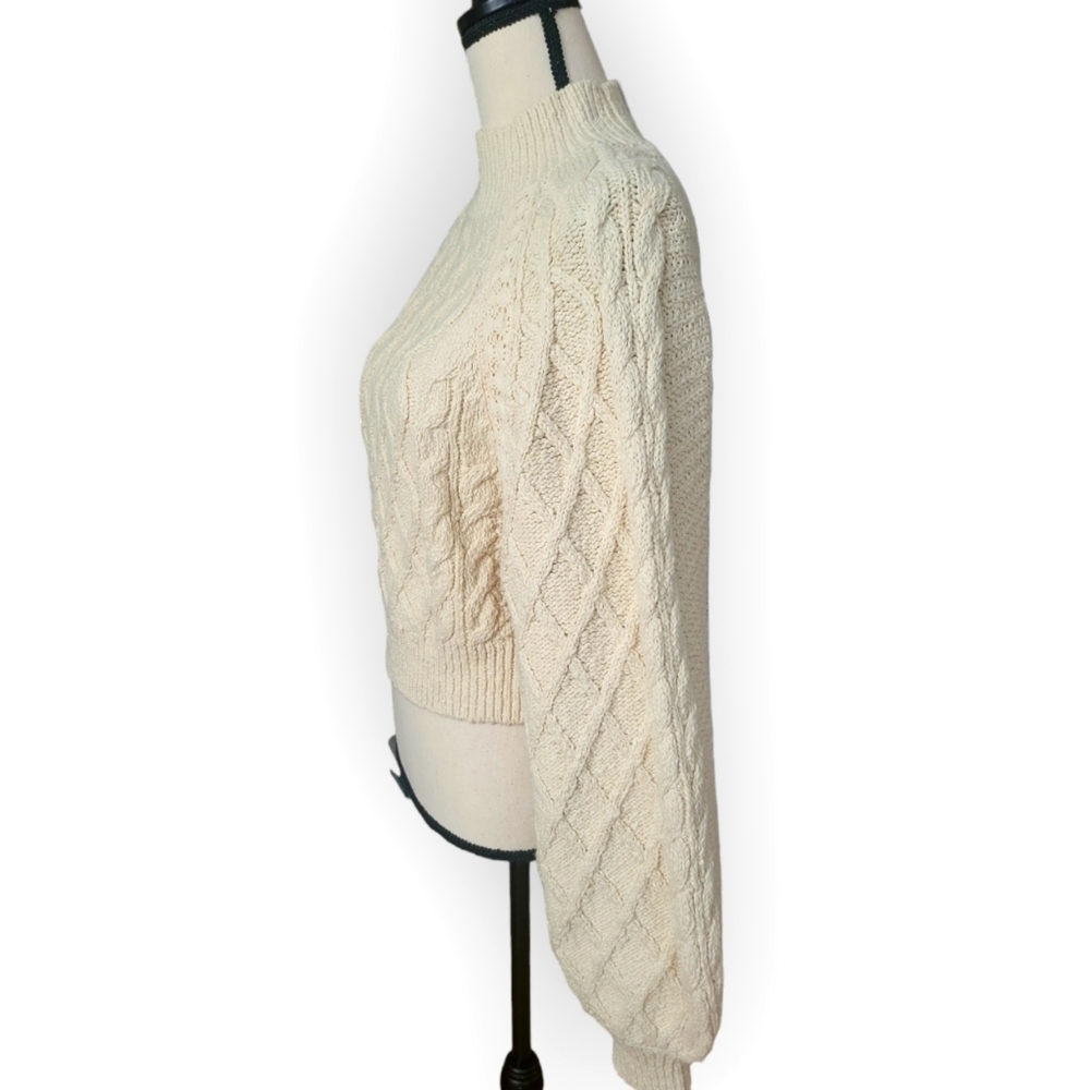 Free People Ivory Cropped Parfait Dolman Sleeve Mock Neck Sweater Size XS NWT - Picture 5 of 9